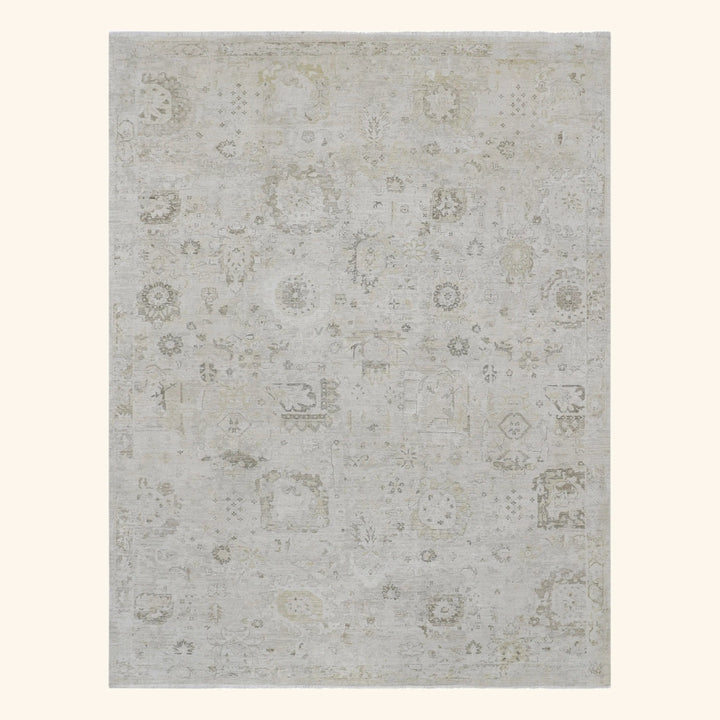 Beige Antique Revival Wool Silk Blend Rug