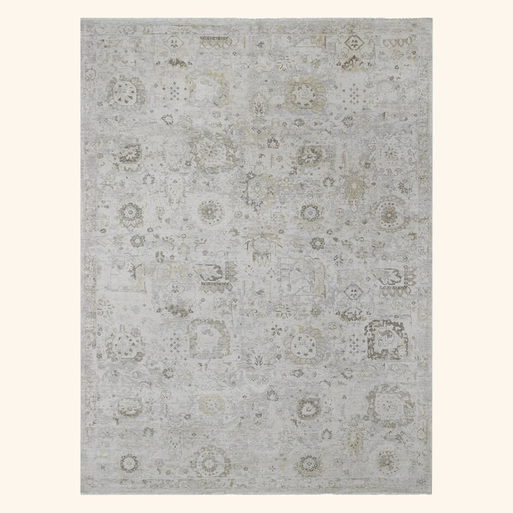 Beige Antique Revival Wool Silk Blend Rug