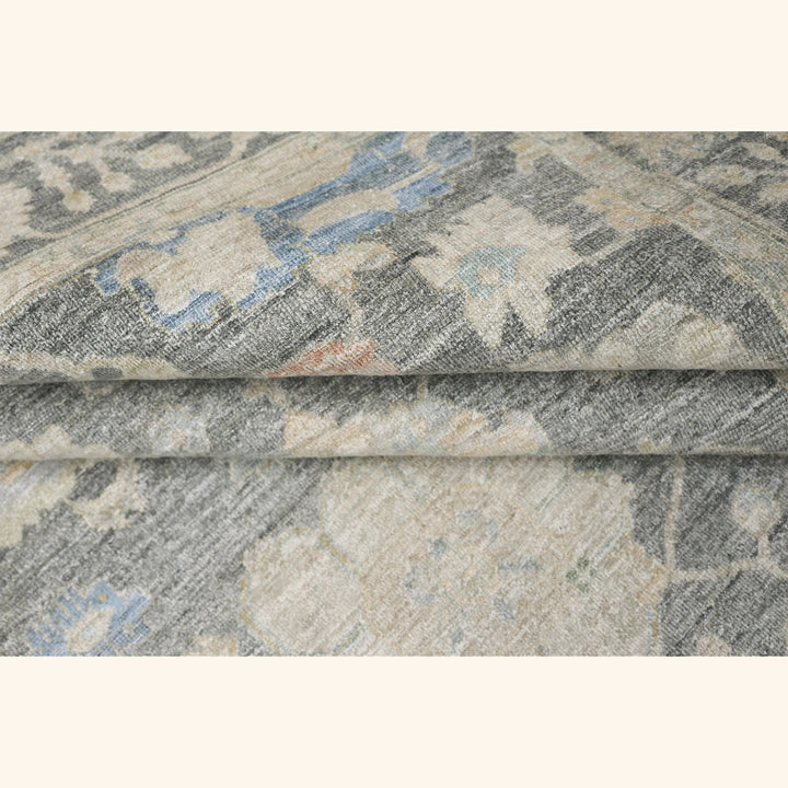 Dark Grey Antique Revival Wool Silk Blend Rug - 6' x 9'