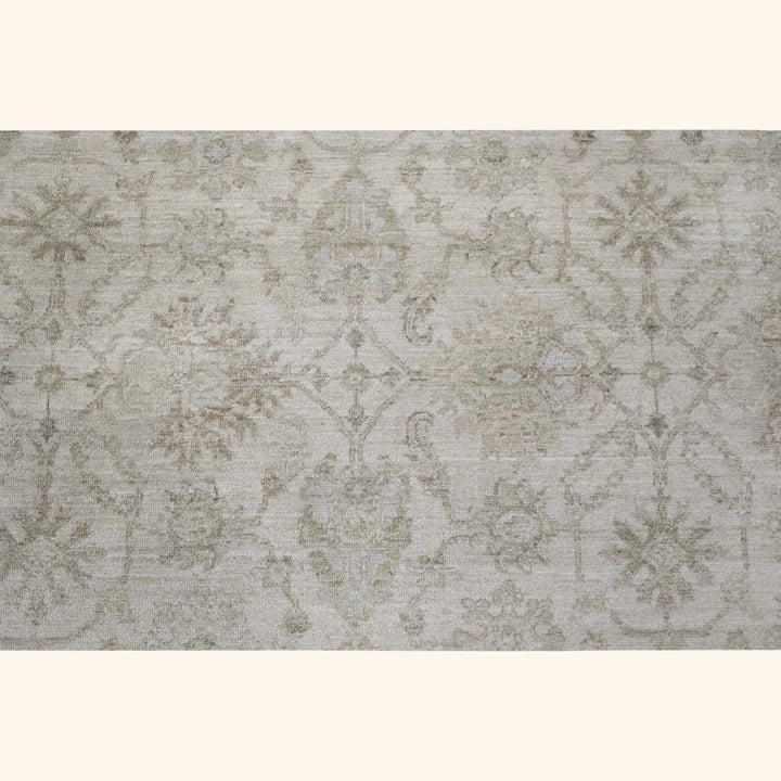 Ivory Antique Revival Wool Silk Blend Rug - 6' x 9'
