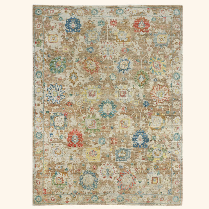 Brown Antique Revival Wool Rug - 9' x 12'