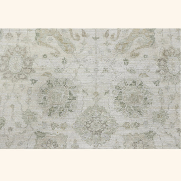 Ivory Antique Revival Wool Silk Blend Rug - 6' x 9'