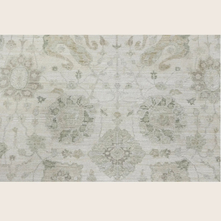 Ivory Antique Revival Wool Silk Blend Rug - 6' x 9'