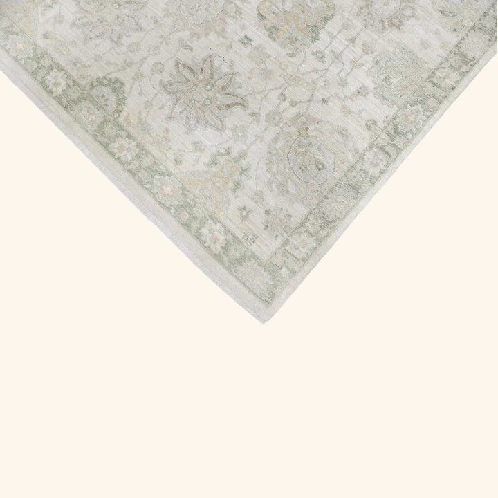 Ivory Antique Revival Wool Silk Blend Rug - 6' x 9'