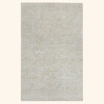 Ivory Blue Contemporary Wool Rug - 6' x 9'