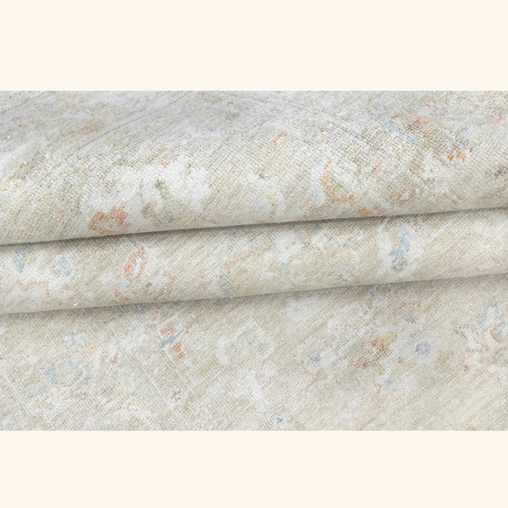 Ivory Blue Contemporary Wool Rug - 6' x 9'