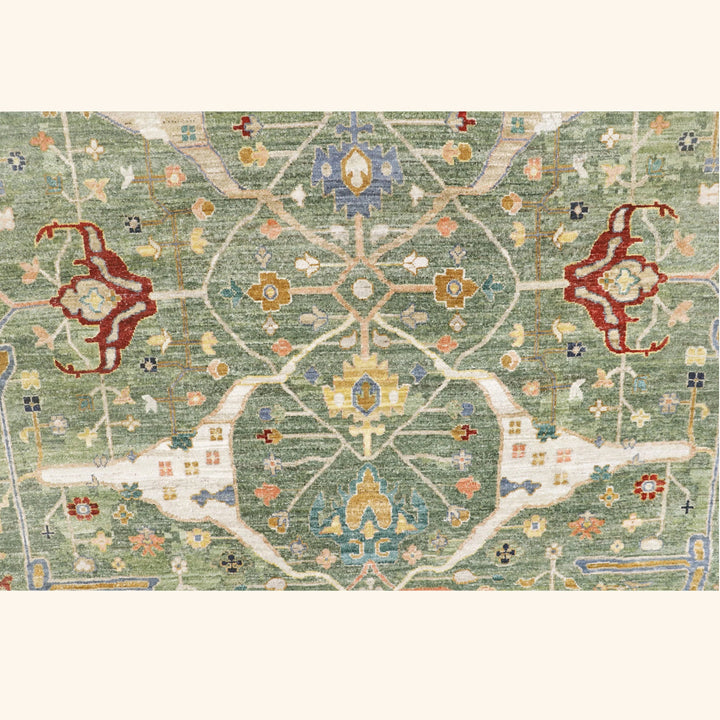 Green Antique Revival Wool Rug - 9' x 12'