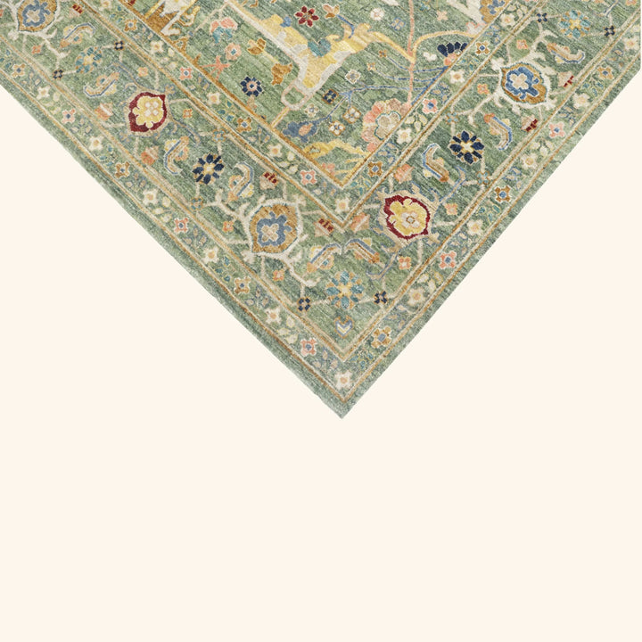 Green Antique Revival Wool Rug - 9' x 12'
