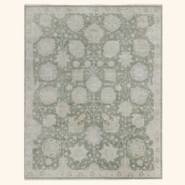 Sage Antique Revival Wool Silk Blend Rug - 8' x 10'