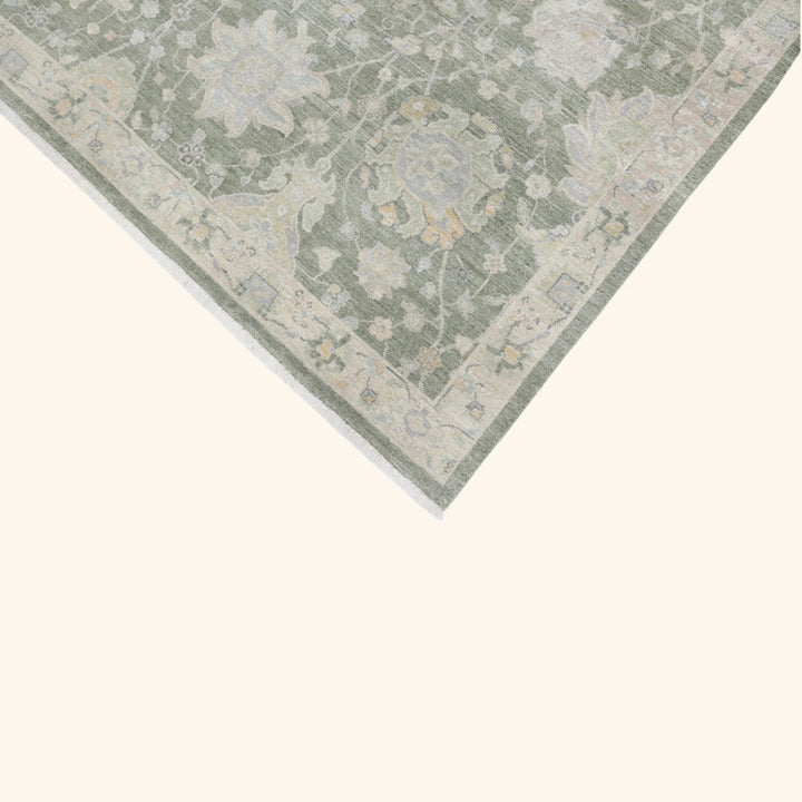 Sage Antique Revival Wool Silk Blend Rug - 8' x 10'