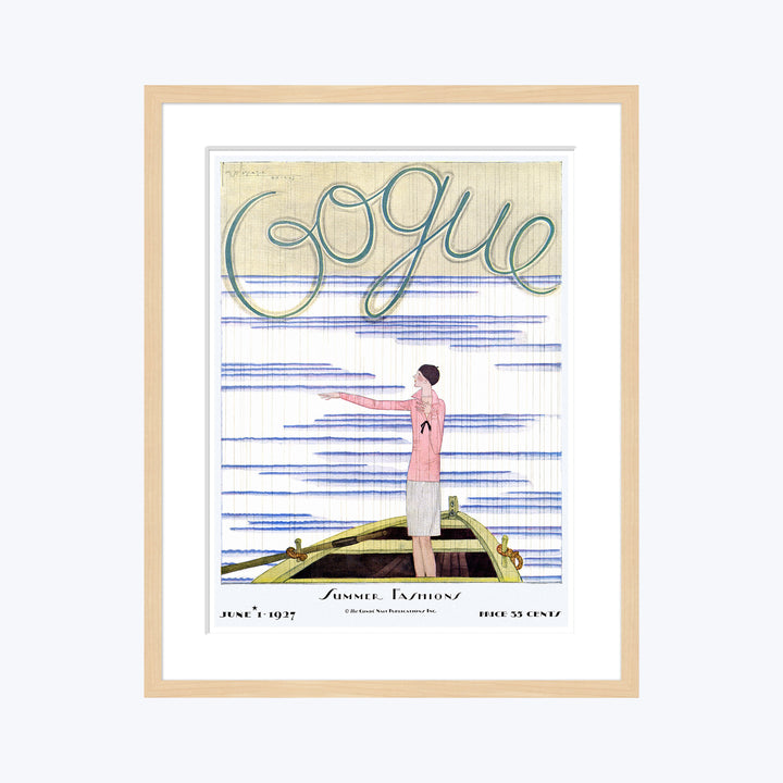 Vintage Vogue Cover, "Woman in a Rowboat", Georges Lepape