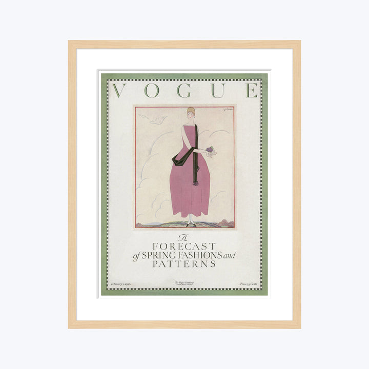 Vintage Vogue Cover, "A Woman Wearing a Pink Dress", Georges Lepape