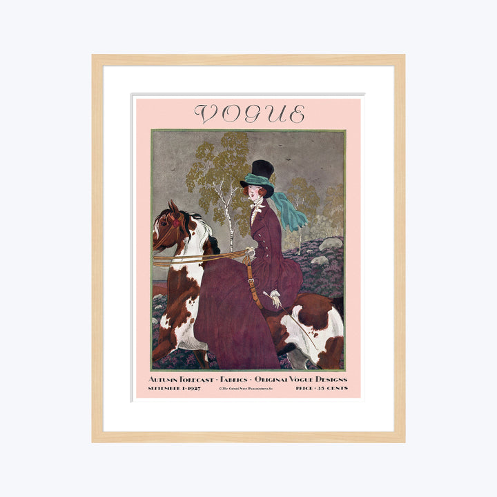 Vintage Vogue Cover, "Woman Riding a Horse", Pierre Brissaud