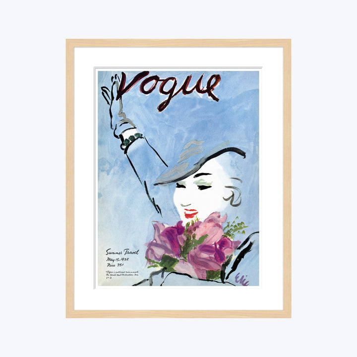 Vintage Vogue Cover, "Illustration of a Woman Holding Flowers", Carl Oscar August Erickson
