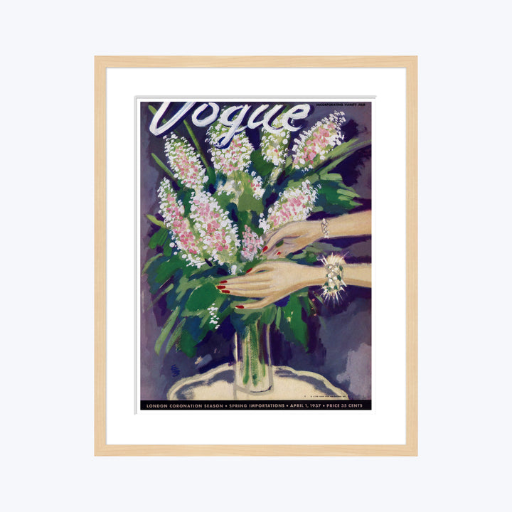 Vintage Vogue Cover, "Hands Arranging  Flowers", Eduardo Garcia Benito