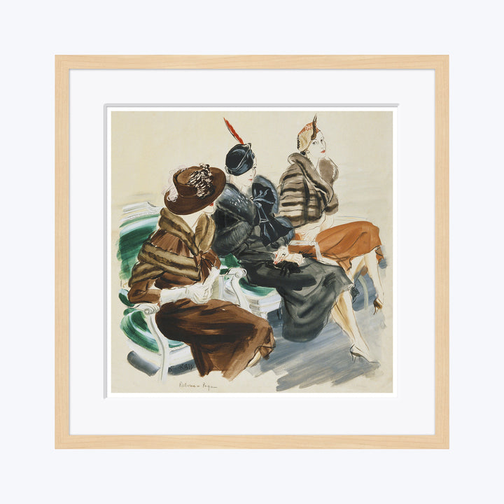 Vogue Illustration, "Women Wearing Hats and Capes", Rene Bouet-Willaumez