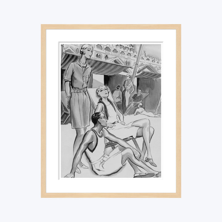 Vogue Illustration, "A Group of Young People on the Lido Beach", Rene ouet-Willaumez 1