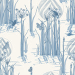 Reed Plants in Water Blue on White