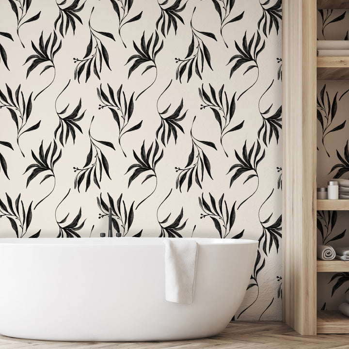 Painterly Branches Black on Cream