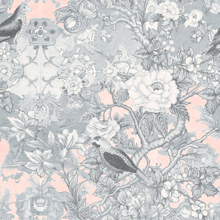 Garden Delight Gray on Pink