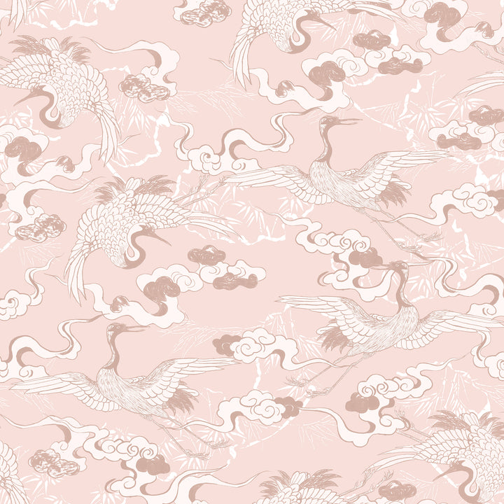 Floating Dreamy Cranes Blush Rose