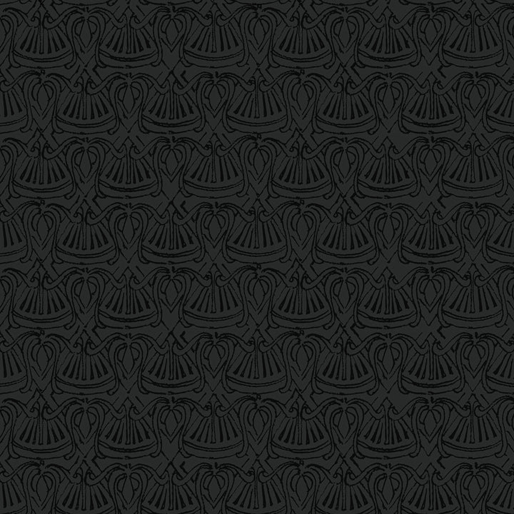 Fans and Bows Black on Charcoal