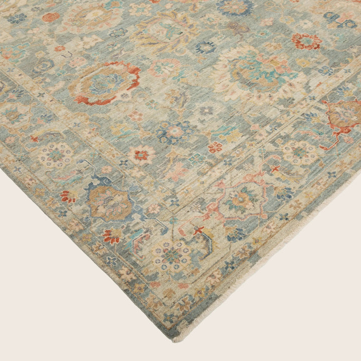 Light Blue Anqitue Revival Wool Rug 10x14