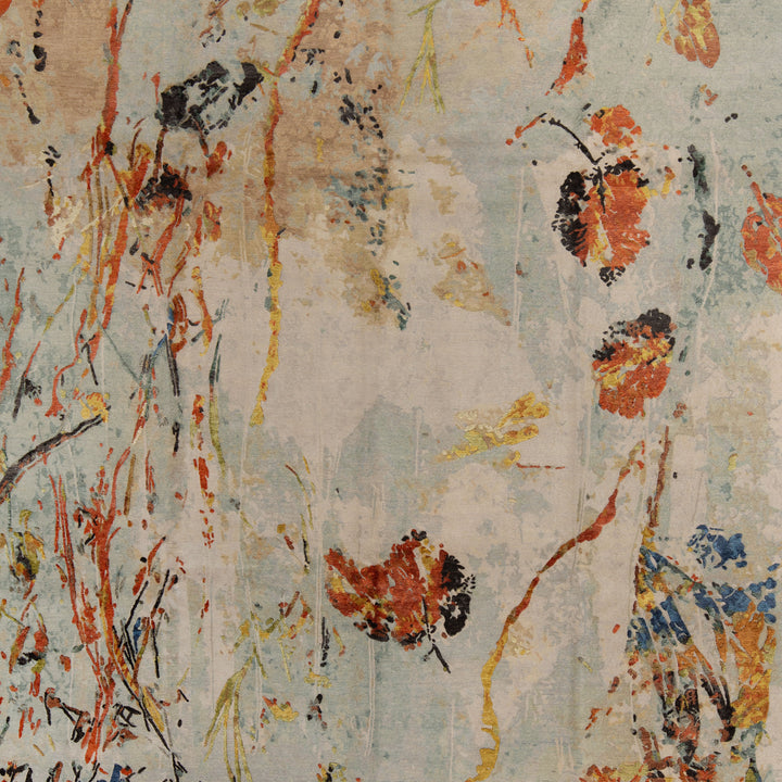 Image for Blue Aurora Contemporary Wool Silk Blend Rug - 9' x 12'