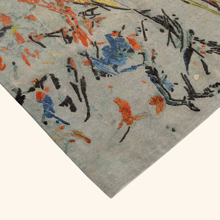 Image for Blue Aurora Contemporary Wool Silk Blend Rug - 9' x 12'