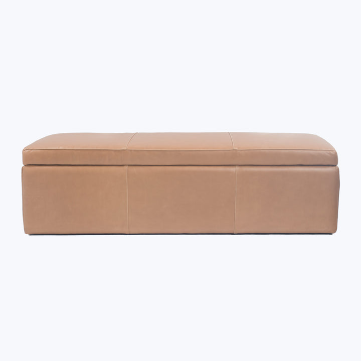 Orchard Leather Storage Ottoman Libby, Leather / Mushroom