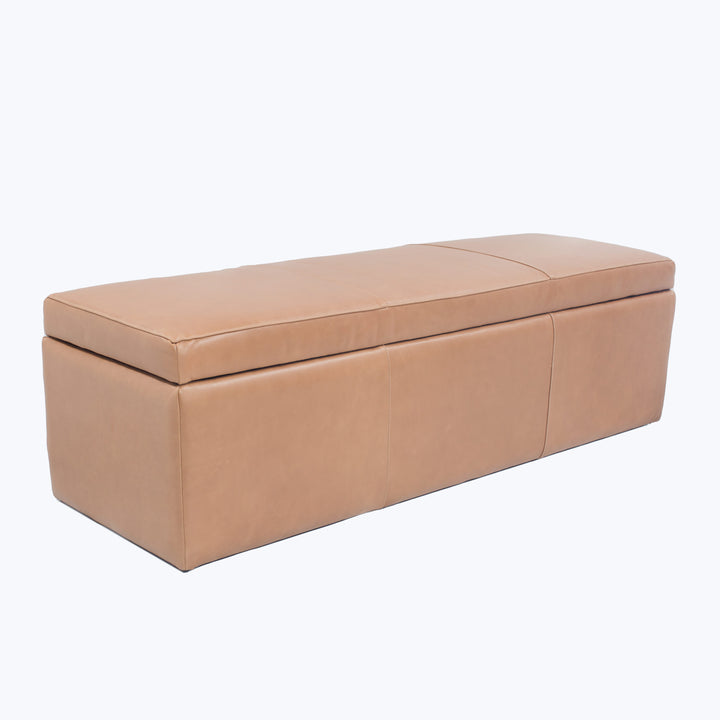 Orchard Leather Storage Ottoman Libby, Leather / Mushroom
