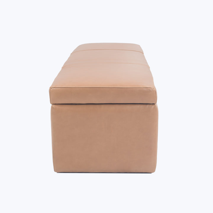 Orchard Leather Storage Ottoman Libby, Leather / Mushroom