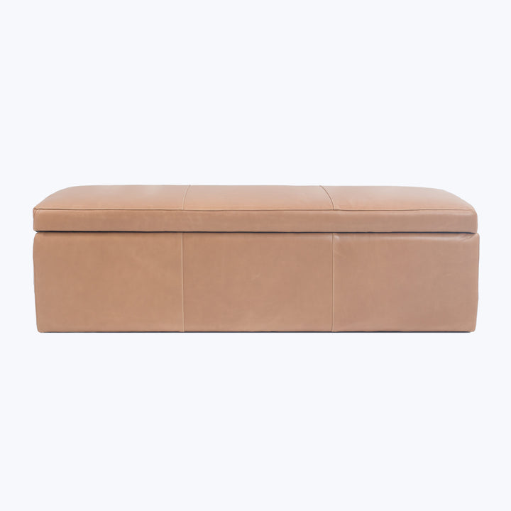 Orchard Leather Storage Ottoman Libby, Leather / Mushroom