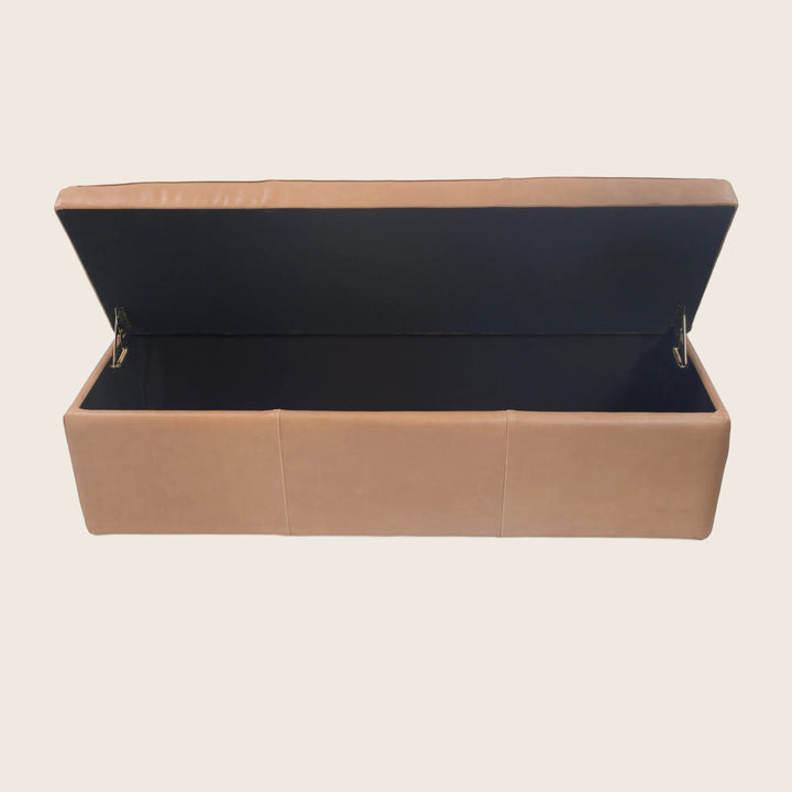 Orchard Leather Storage Ottoman Libby, Leather / Mushroom
