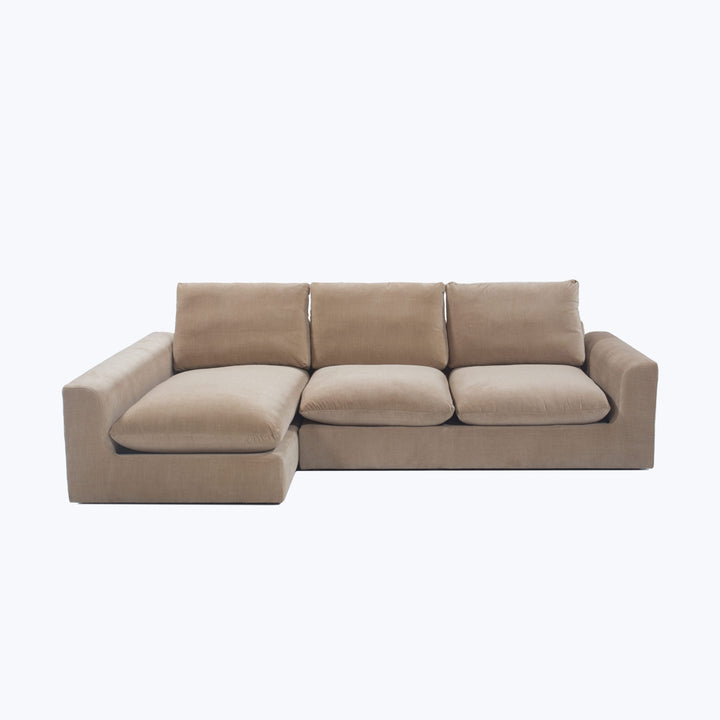 Waverly Chaise Sectional Left Facing / Athens Textured Velvet / Biscotti