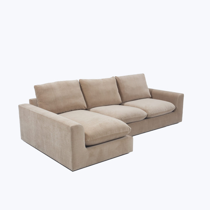 Waverly Chaise Sectional Left Facing / Athens Textured Velvet / Biscotti