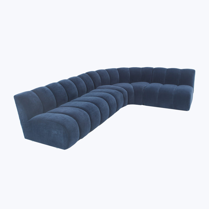Grove Street Sectional Right Facing / Athens, Textured Velvet / Ink