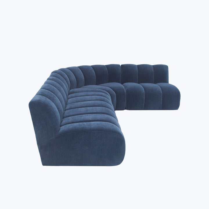 Grove Street Sectional Right Facing / Athens, Textured Velvet / Ink