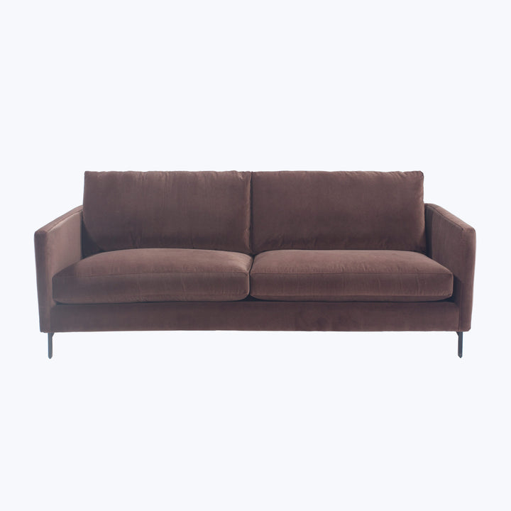 Hannah Two-Seat Sofa, Black Leg 86 / Black / Banks, Performance Velvet / Mocha