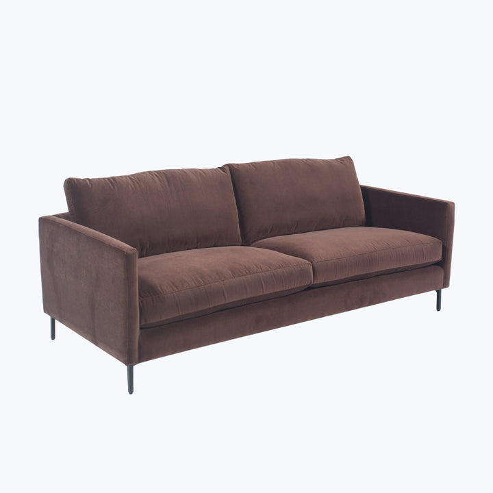 Hannah Two-Seat Sofa, Black Leg 86 / Black / Banks, Performance Velvet / Mocha