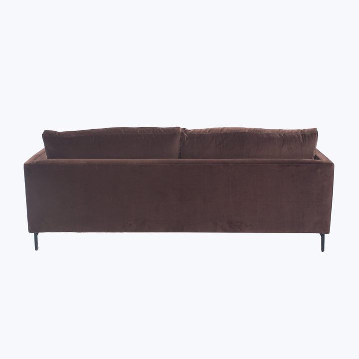 Hannah Two-Seat Sofa, Black Leg 86 / Black / Banks, Performance Velvet / Mocha