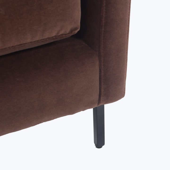 Hannah Two-Seat Sofa, Black Leg 86 / Black / Banks, Performance Velvet / Mocha