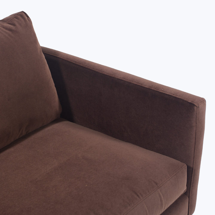 Hannah Two-Seat Sofa, Black Leg 86 / Black / Banks, Performance Velvet / Mocha