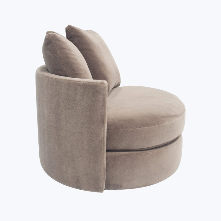 Hollywood Mini Swivel Chair Paradiso, Plush Fabric / Taupe