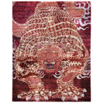 Red Alchemy Contemporary Silk Rug - 4' x 5'5"