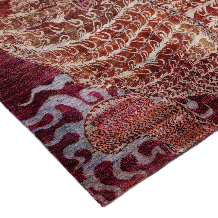 Red Alchemy Contemporary Silk Rug - 4' x 5'5"