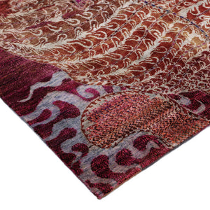 Red Alchemy Contemporary Silk Rug - 4' x 5'5" - hover