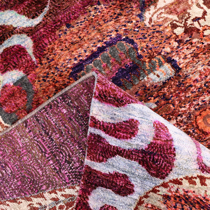 Red Alchemy Contemporary Silk Rug - 4' x 5'5"