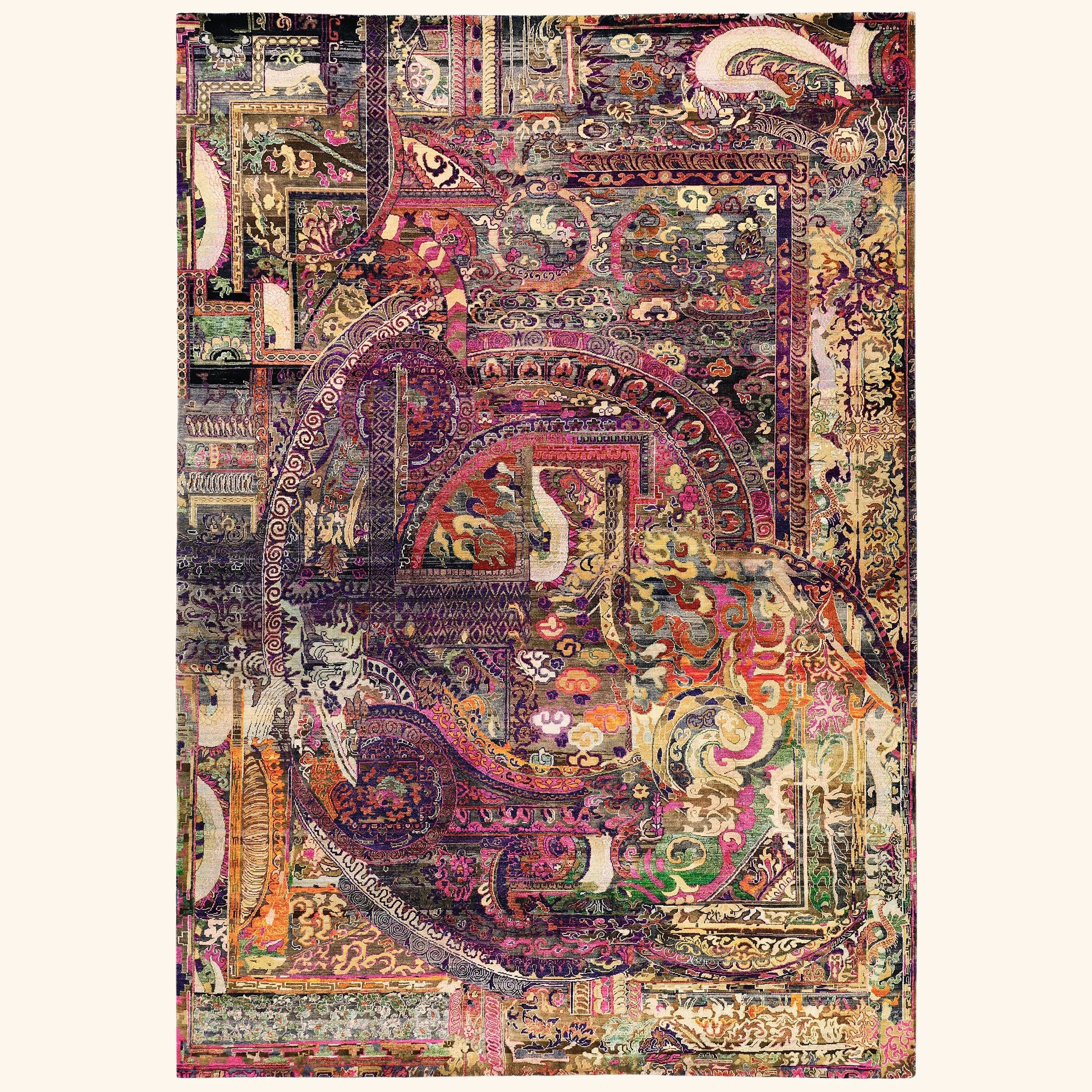 Mulitcolored Alchemy Transitional Silk Wool Blend Rug - 9'7