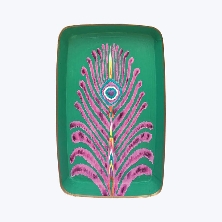 Green Feather Iron Tray
